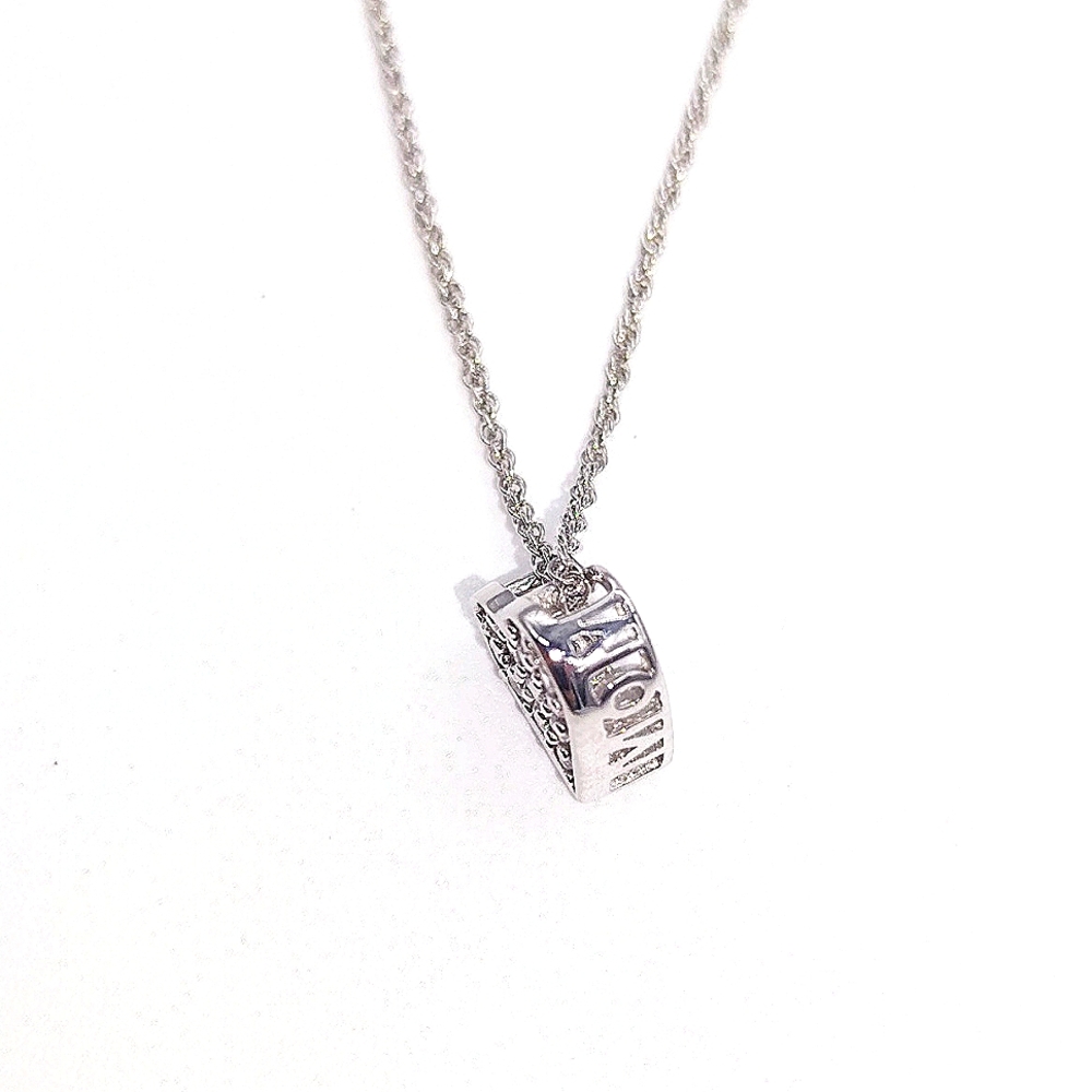 Sterling Silver Pave Cubic Zirconia Heart "MOM" Pendant Necklace - Picture 5 of 8